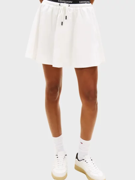Джинсовая юбка Tommy Jeans из поплина белая