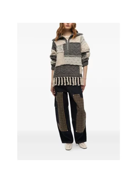 Sweter Ganni z naszywkami szary