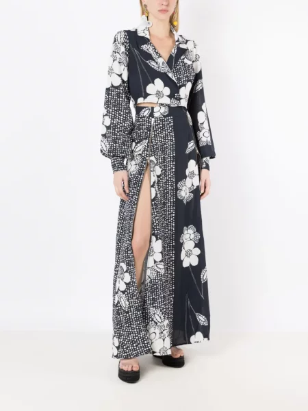 Decupat cămașă Amir Slama cu model floral cu imagine negru
