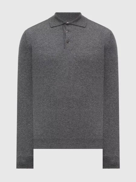 Меланжевое поло Brunello Cucinelli серое