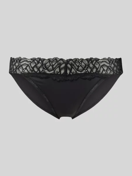 Figi z obszyciem koronką Calvin Klein Underwear czarne