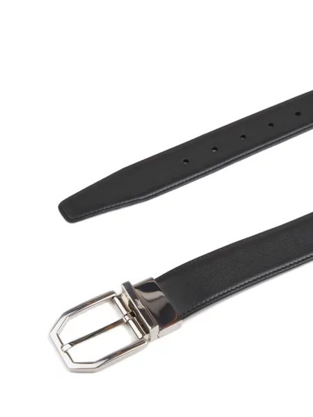 Cu centură reversibil curea Brioni din piele negru