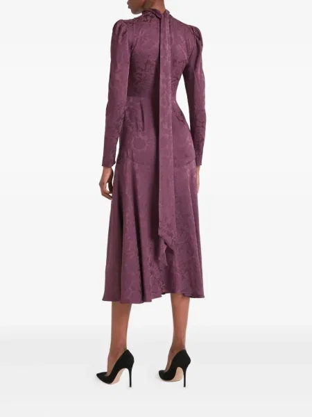 Костюм миди рокля Temperley London на цветя до коляното червено