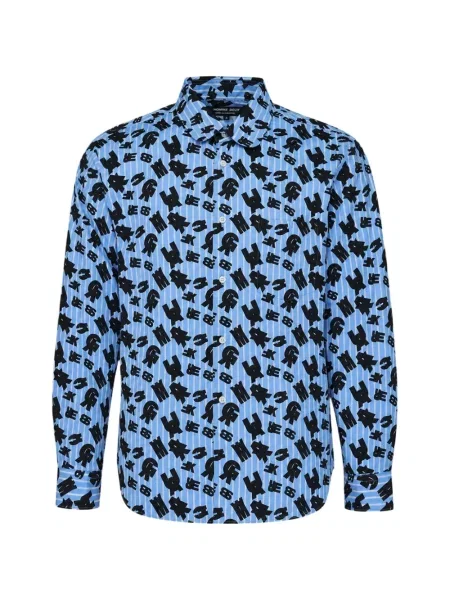 Cămașă Comme Des Garçons Homme Deux cu dungi cu imagine albastru