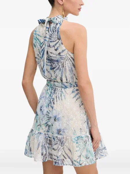 Rochie mini Guess cu model floral cu imagine albastru