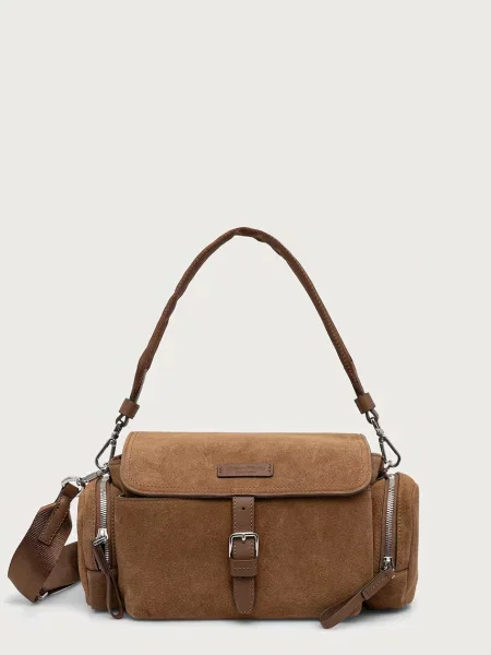 Marc O'Polo geantă crossbody pentru femei din piele întoarsă maro