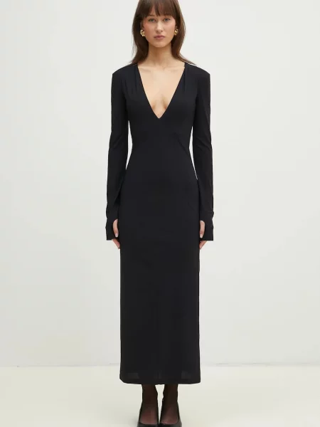Maison Margiela rochie maxi mulată negru