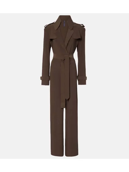 Salopetă Norma Kamali din jerseu maro