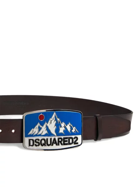 Curea Dsquared2 din piele cu autograf maro