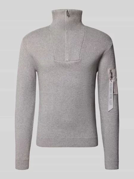 Sweter z dzianiny z mieszanka z kołnierz zapinany Alpha Industries