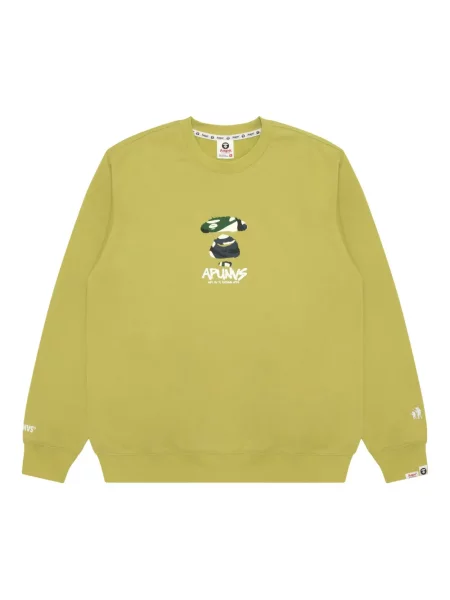 Hanorac crewneck Aape By A Bathing Ape cu imagine cu model camuflaj verde