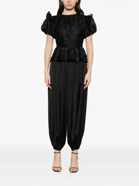Bluză Parlor cu model floral din jacard negru