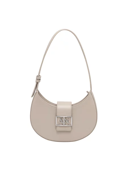 Armani Exchange torebka hobo z imitacji skóry beżowa