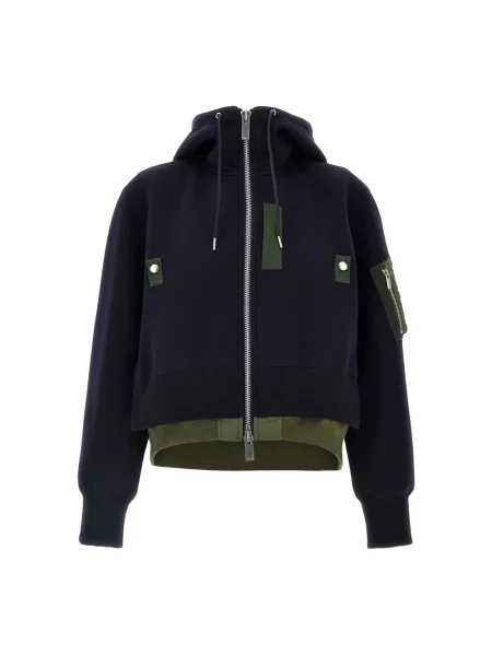 Bluza z kapturem Sacai z kapturem z twillu niebieska