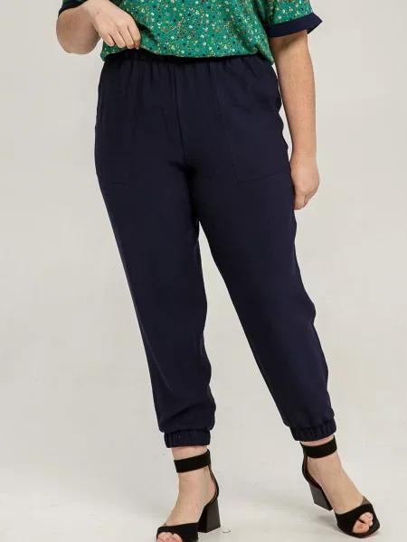 Лляні Штани повсякденні All Posa темно-синій сині