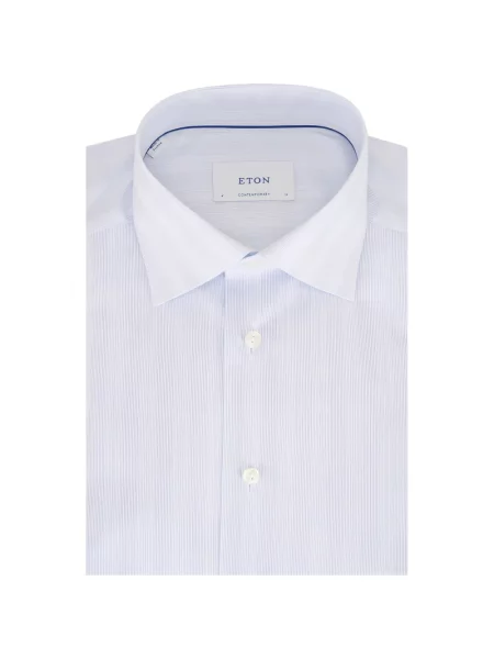 Риза Eton на райета синьо