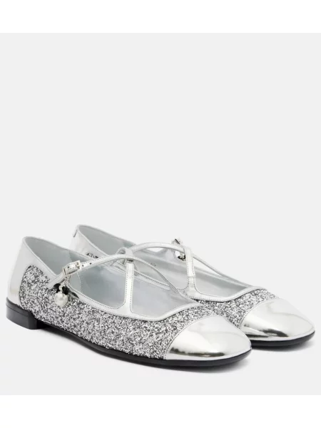 Balerini Jimmy Choo din piele argintiu