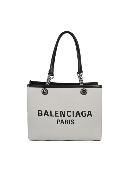 Lniana shopperka Balenciaga beżowa