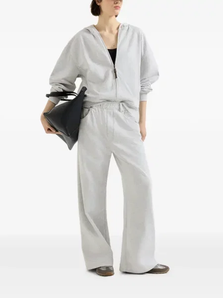 Pantaloni Brunello Cucinelli din material terry gri