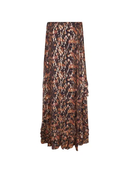 Fusta maxi Philippa 1970 cu imagine cu model paisley negru