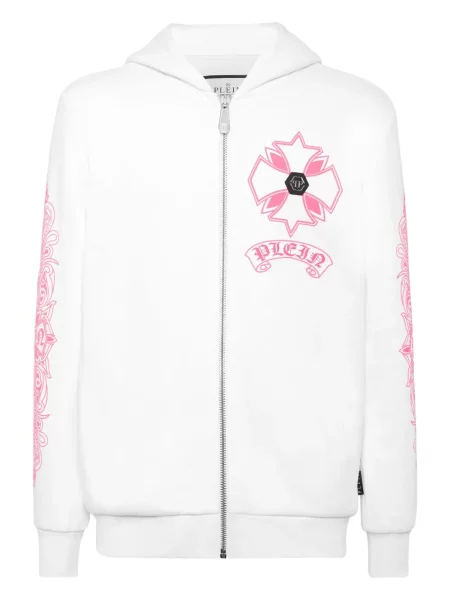 Hanorac cu glugă Philipp Plein alb