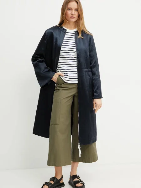 Max Mara Leisure płaszcz z domieszką wełny granatowy przejściowy