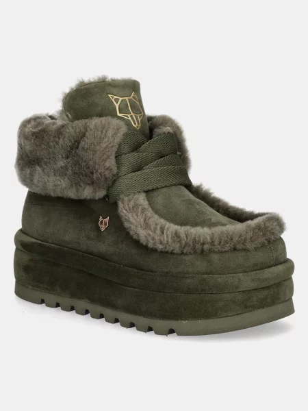 Велурени апрески Naked Wolfe Bambi зелено Bambi Suede Shearling Dark Olive кафяво