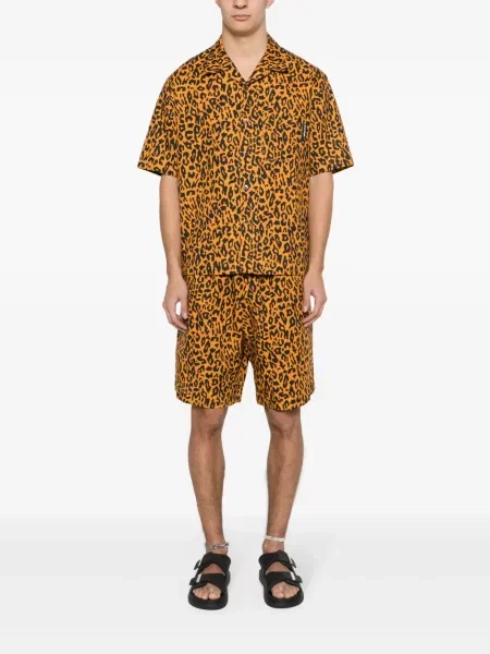 Raštuota marškiniai Palm Angels leopardinė poplinas oranžinė