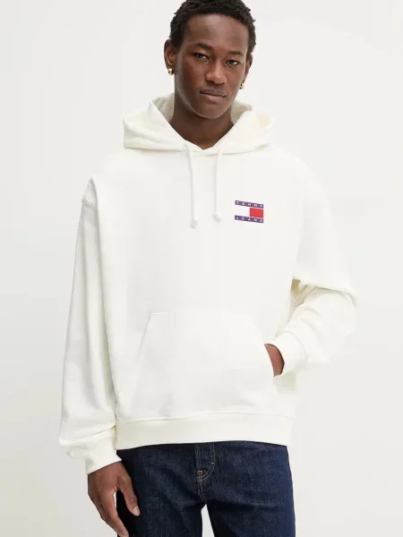 Tommy Jeans hanorac de cu glugă cu imprimeu bej