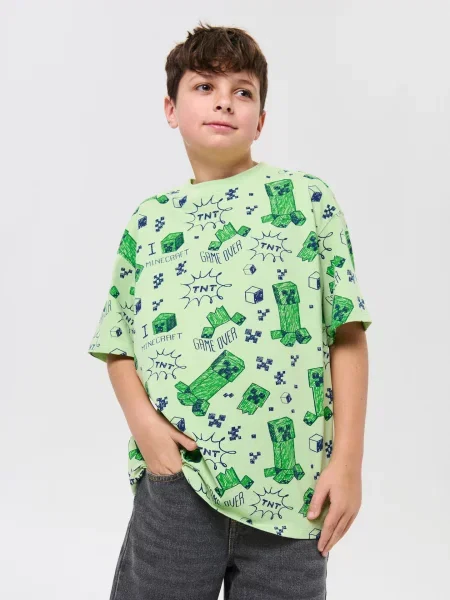 Sinsay vzorované tričko Minecraft zelená