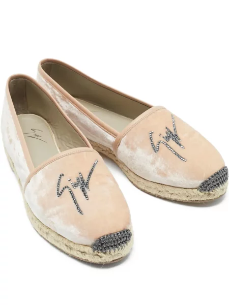 Sametové espadrilky Giuseppe Zanotti růžové