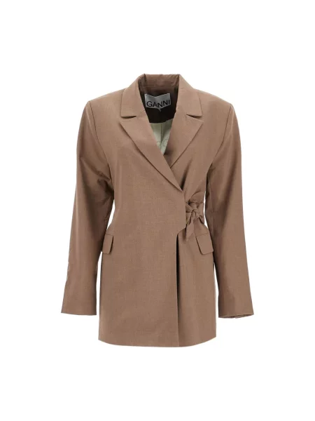 Marynarka Ganni kopertowa brązowa