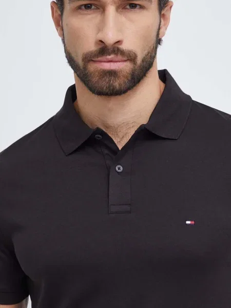 Tommy Hilfiger Тениска с яка и Essential черен