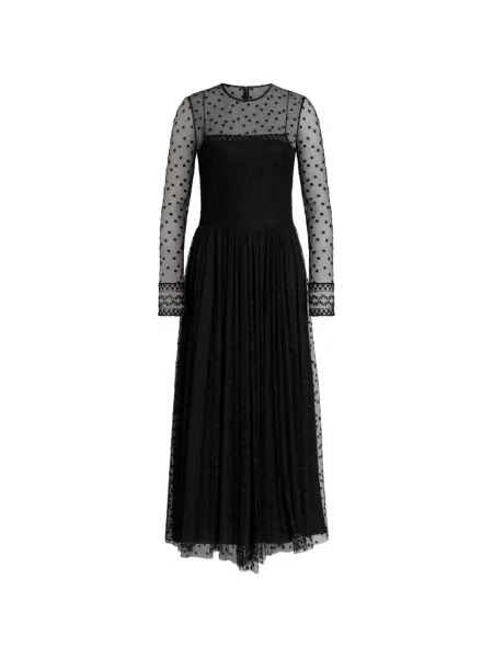 Lung rochie maxi Alberta Ferretti din dantelă negru