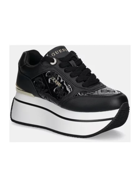 Sneakersy Guess skórzane na platformie czarne