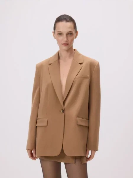 Reserved Однобортний блейзер бежевий