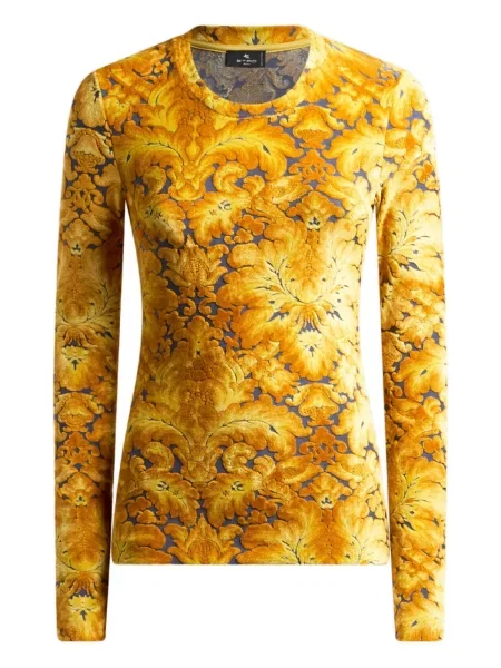 Tricou Etro din jacard lung galben