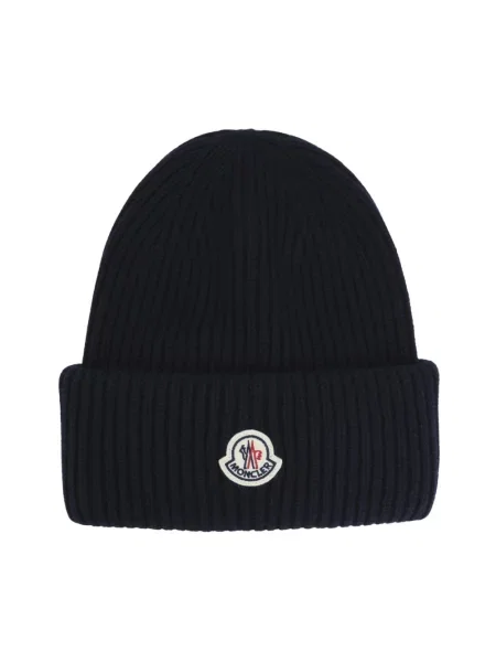 Czapka Moncler wełniana niebieska