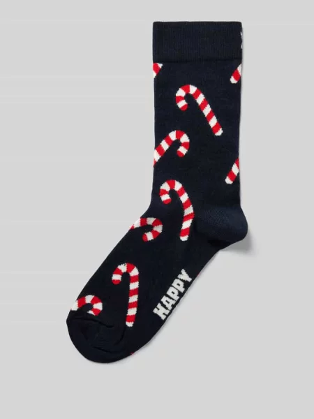 Skarpety z elastycznej mieszanki bawełny model Candy Cane' Happy Socks granatowe