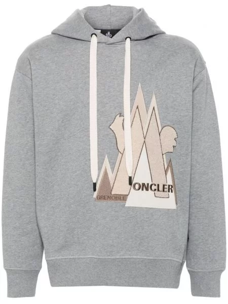Hanorac cu glugă Moncler Grenoble cu autograf gri