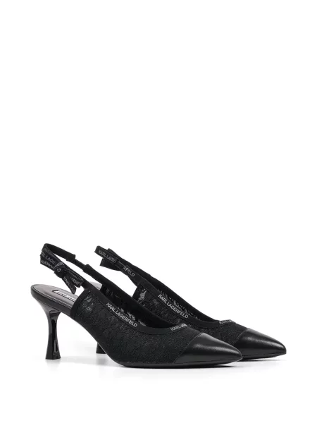 Pantofi cu toc Karl Lagerfeld din dantelă slingback negru
