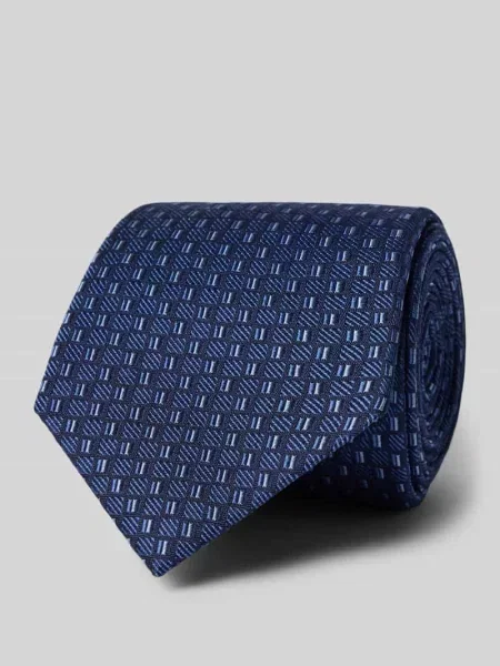 Krawat z jedwabiu ze wzorem na całej powierzchni 8 cm Joop! Collection granatowy