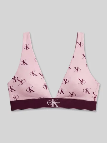 Biustonosz typu bralette z wzorem na całej powierzchni model LIGHTLY LINED TRIANGLE' Calvin Klein Underwear różowa
