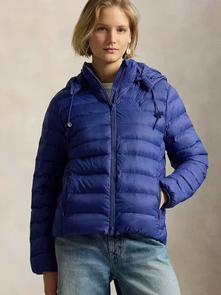 Polo Ralph Lauren geacă matlasată pentru femei albastru