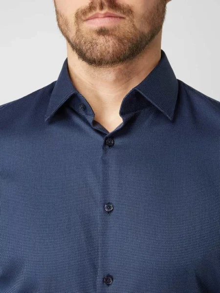 Koszula biznesowa o kroju slim fit i jakości premium Jake*s granatowa