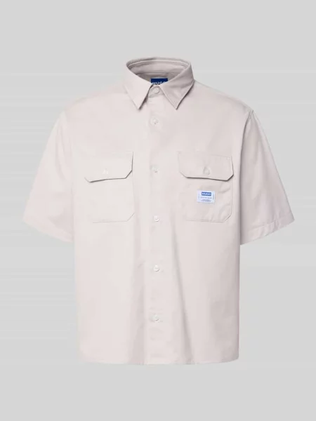 Oversize koszula casual z czystej bawełny model Ekyno' Hugo Blue niebieska