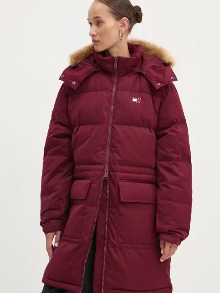 Tommy Jeans kurtka puchowa zimowa bordowy