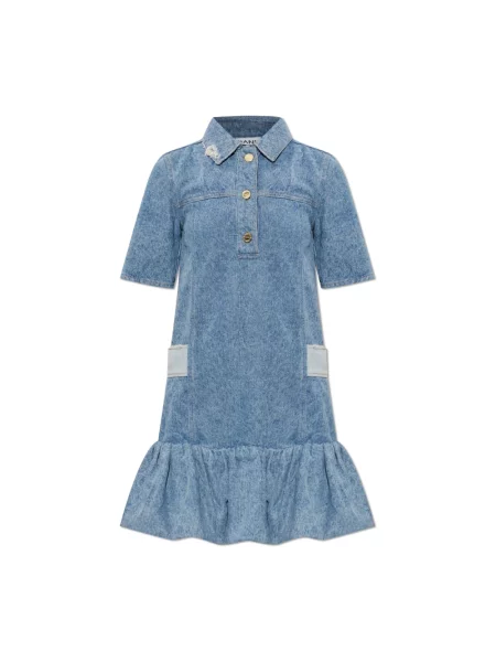 Sukienka jeansowa Ganni retro niebieska