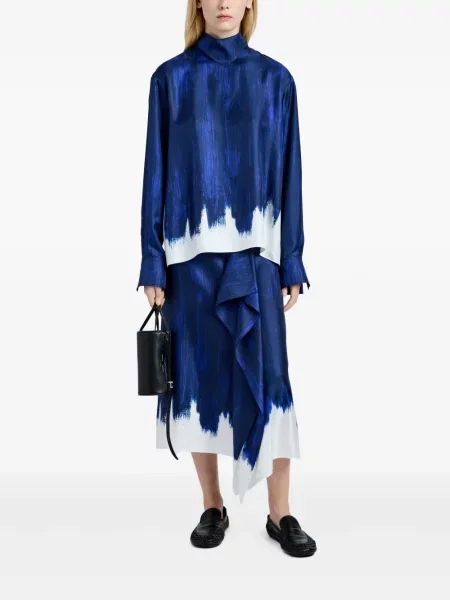 Fustă Proenza Schouler de mătase albastru