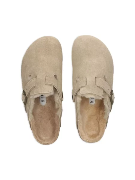 Klapki Birkenstock zamszowe wsuwane brązowe